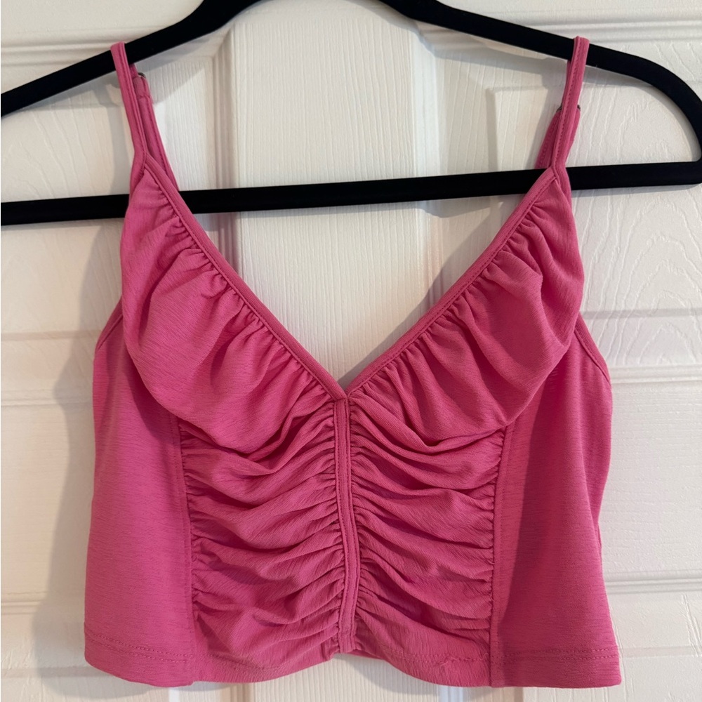 Urban Outfitters Pink Ruched Crop Top